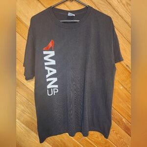 Man up Walk a Mile in Her Shoes large black red heel tshirt